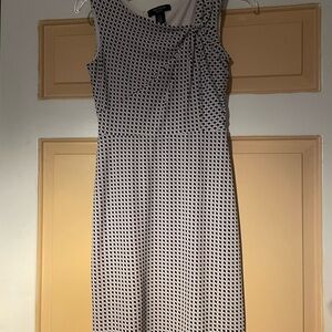 White House Black Market Black and White Patterned Midi Dress
